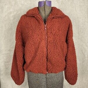Urban Outfitters Willow Sherpa Teddy Jacket Red Orange Size XS